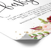 Rustic marsala burgundy zegt geen baby-gebarentaal poster (Hoek)