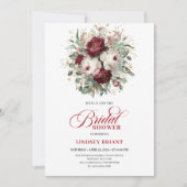 Rustic Marsala Floral Bridal Shower Invitation Kaart (Voorkant)