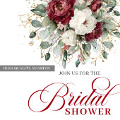 Rustic Marsala Floral Bridal Shower Invitation Kaart