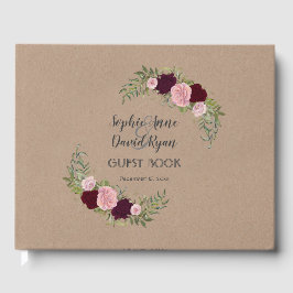 Rustic Marsala Floral Craft Paper Wedding Gastenboek
