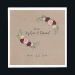 Rustic Marsala Floral Craft Paper Wedding Servetten<br><div class="desc">Romantic,  Rustic Marsala Floral Craft Paper-kaartontwerp. Uniek kaartontwerp met waterverf marsala floral bouquets,  hartpijlen met bloem als verdeler,  op een ambachtelijk papier als achtergrond. Het gebruik past hulpmiddel aan om uw info toe te voegen. Ga voor overeenkomende objecten naar het Collectie Rustic Marsala Floral Craft Paper Wedding.</div>