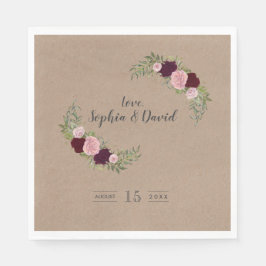 Rustic Marsala Floral Craft Paper Wedding Servetten