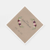Rustic Marsala Floral Craft Paper Wedding Servetten (Hoek)
