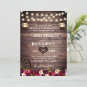 Rustic Marsala Floral  Lantern Fall Wedding Kaart (Staand voorkant)