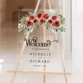 Rustic Marsala Floral Wedding Welcome Acryl Bord
