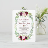 Rustic Marsala Floral Wreath Baby shower Kaart (Staand voorkant)
