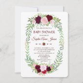 Rustic Marsala Floral Wreath Baby shower Kaart (Voorkant)