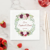 Rustic Marsala Floral Wreath Burgundy Wedding RSVP Servetten (Insitu)