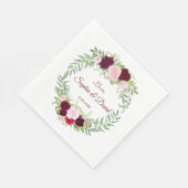 Rustic Marsala Floral Wreath Burgundy Wedding RSVP Servetten (Hoek)