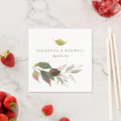 Rustic Marsala Leaves Waterverf Wedding Napkins Servet (Insitu)