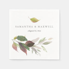 Rustic Marsala Leaves Waterverf Wedding Napkins Servet