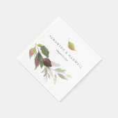 Rustic Marsala Leaves Waterverf Wedding Napkins Servet (Hoek)