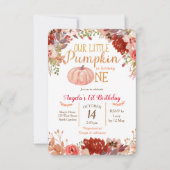 Rustic Marsala Pumpkin eerste verjaardag uitnodigi Kaart (Voorkant)