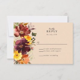 Rustic Marsala verbrand Oranje Herfst met RSVP-kaa RSVP Kaartje