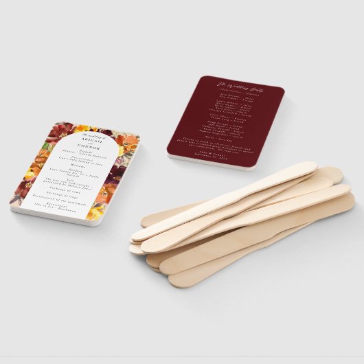 Rustic Marsala Verbrand Oranje Herfstkrans Program Handwaaier (Niet-gemonteerd)