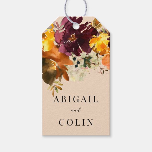 Rustic Marsala verbrande Oranje Herfst adem Cadeaulabel (Voorkant)