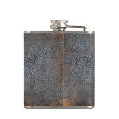 Rustic Masculine Worn | Bruin lederen blik Heupfles (Achterkant)