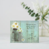 Rustic Mason Jar and Daisy Wedding R.S.V.P. RSVP Kaartje (Staand voorkant)