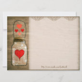 Rustic Mason Jar and Hearts Wedding Invitation Kaart (Achterkant)
