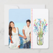 Rustic Mason Jar Aqua Yellow Limoen Pink Floral Kaart (Achterkant)