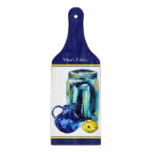 Rustic Mason Jar Art Blue Script Cutting Board Snijplank (Voorkant)