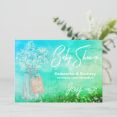 ** Rustic Mason Jar Baby Ademdouche Kaart (Staand voorkant)