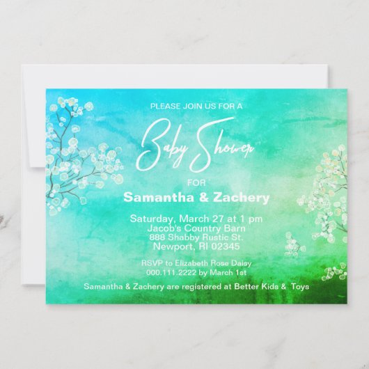 ** Rustic Mason Jar Baby Ademdouche Kaart (Achterkant)