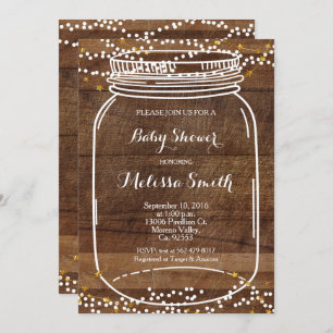 Rustic Mason Jar Baby shower Invite card Kaart