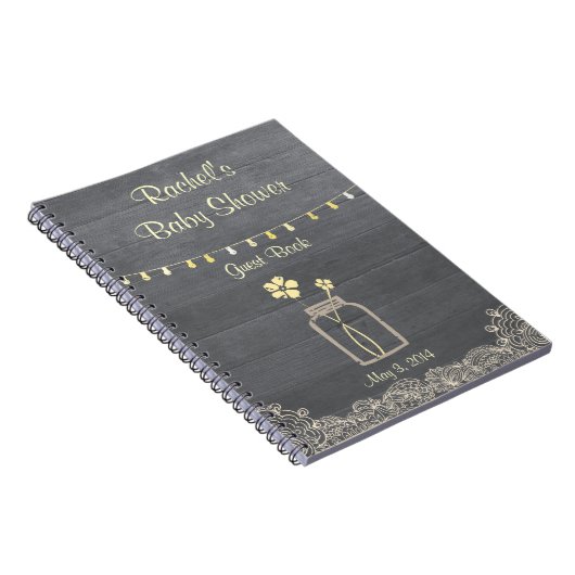 Rustic Mason Jar Baby shower notebook Notitieboek (Rechterzijde)