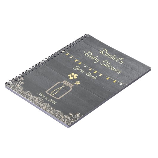 Rustic Mason Jar Baby shower notebook Notitieboek (Linkerzijde)