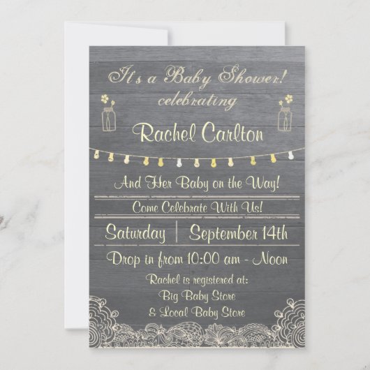 Rustic Mason Jar Baby shower Uitnodiging (Voorkant)