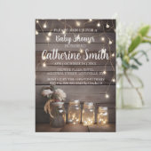 Rustic Mason Jar Baby shower Wood Barn Background Kaart (Staand voorkant)