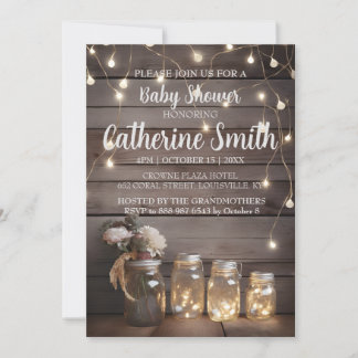 Rustic Mason Jar Baby shower Wood Barn Background Kaart