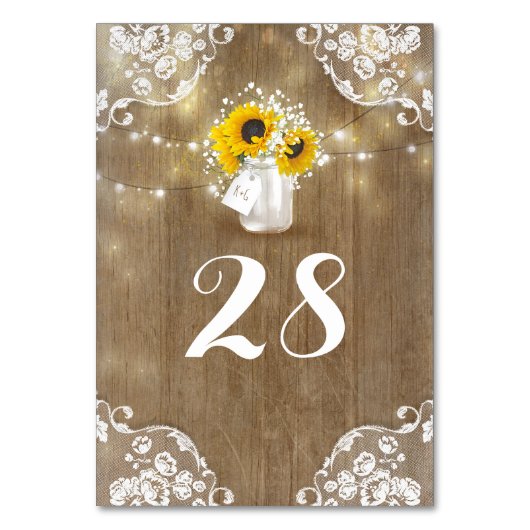 Rustic Mason Jar Baby's Breath and Sunflower Kaart (Achterkant)