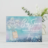 * Rustic Mason Jar Baby's Breath Baby shower Kaart (Staand voorkant)