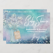 * Rustic Mason Jar Baby's Breath Baby shower Kaart (Voorkant / Achterkant)