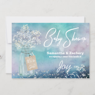 * Rustic Mason Jar Baby's Breath Baby shower Kaart