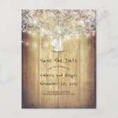 Rustic Mason Jar Baby's Breath Barn Save the Date Aankondigingskaart (Voorkant)