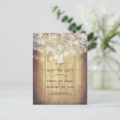Rustic Mason Jar Baby's Breath Barn Save the Date Aankondigingskaart (Staand voorkant)