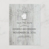 Rustic Mason Jar Baby's Breath Save the Date Aankondigingskaart (Voorkant)
