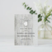 Rustic Mason Jar Baby's Breath Save the Date Aankondigingskaart (Staand voorkant)