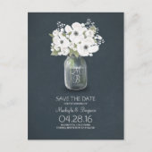 Rustic Mason Jar Baby's Breath Save the Date Aankondigingskaart (Voorkant)