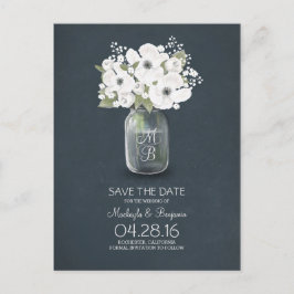 Rustic Mason Jar Baby's Breath Save the Date Aankondigingskaart