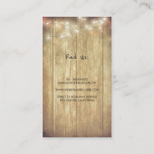 Rustic Mason Jar Baby's Breath String Lights Barn Visitekaartje (Achterkant)