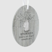 Rustic Mason Jar Baby's Breath String Lights Hout Ornament (voorkant)