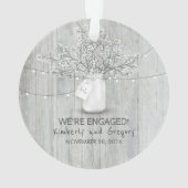 Rustic Mason Jar Baby's Breath String Lights Hout Ornament (achterkant)