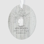 Rustic Mason Jar Baby's Breath String Lights Hout Ornament (voorkant)