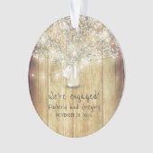 Rustic Mason Jar Baby's Breath String Lights Hout Ornament (voorkant)