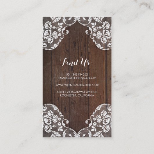 Rustic Mason Jar Baby's Breath String Lights Lace Visitekaartje (Achterkant)