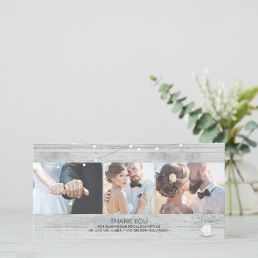 Rustic Mason Jar Baby's Breath Wedding Bedankt (Staand voorkant)